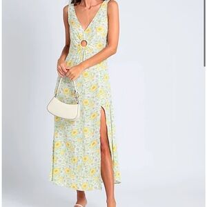 & Other Stories Green Floral Keyhole Dress